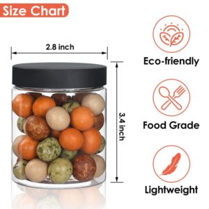 NOIRUC-CZ Jars with Lids, 48pcs 8 oz Plastic Containers with Lids Pen Labels Leak Proof BPA Free Airtight Refillable Clear Small Containers Storage Jars for Storing Dry Food Makeup Slime Honey Jam