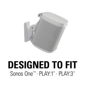 Sanus Wireless Speaker Wall Mount Sonos ONE, ONE SL, PLAY:1, & PLAY:3 - Tool Free Tilt & Swivel Adjustments for Best Audio - Single (White) - WSWM21-W1