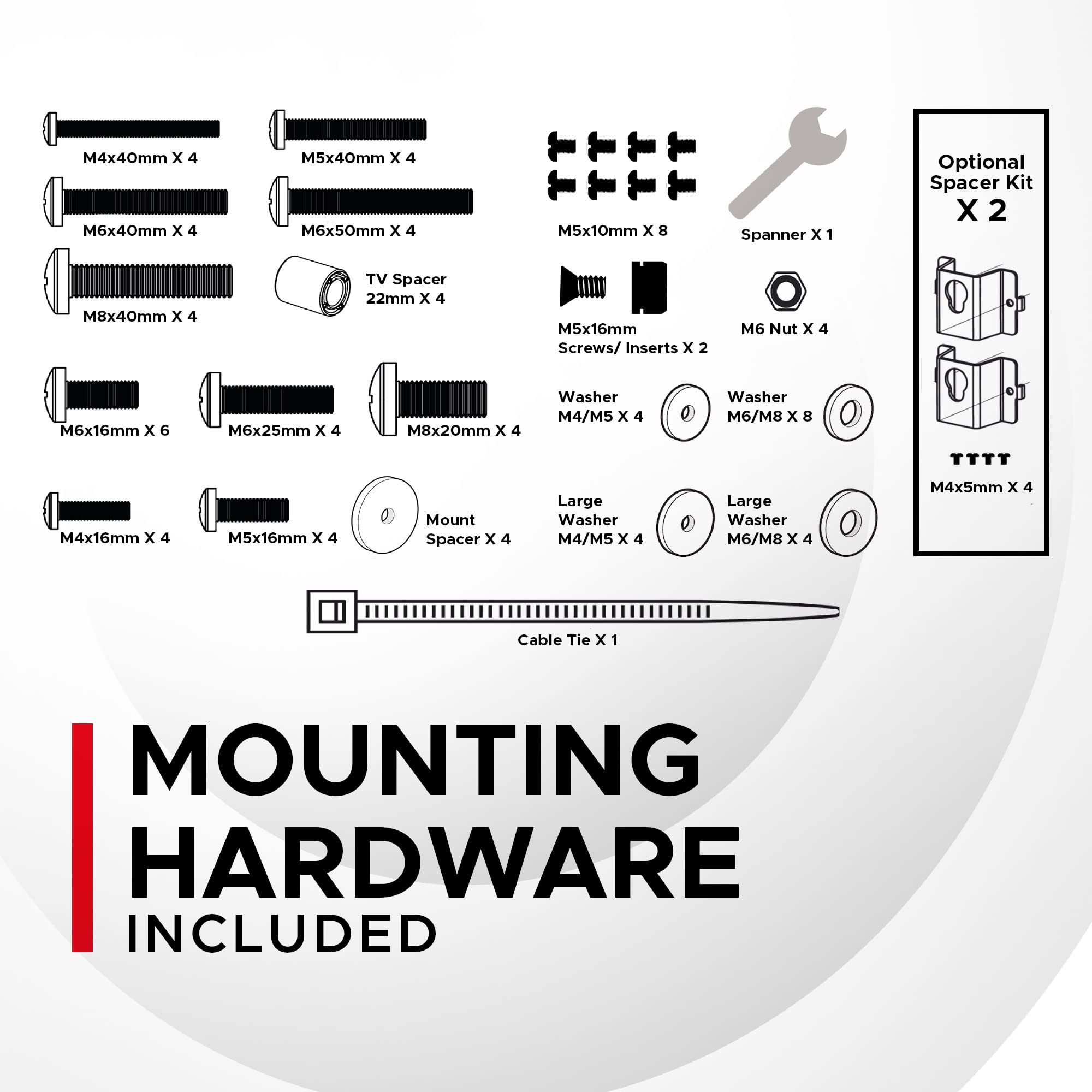 Soundbass Arc TV Mount, Black, Compatible with Sonos Arc Mounting Bracket for TV, Full Hardware Kit Included, Arc Soundbar, Designed in The UK