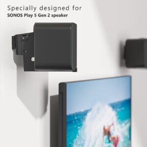 WALI Speaker Wall Mount Brackets for SONOS Play 5 Gen2 (2 Pack, Black)