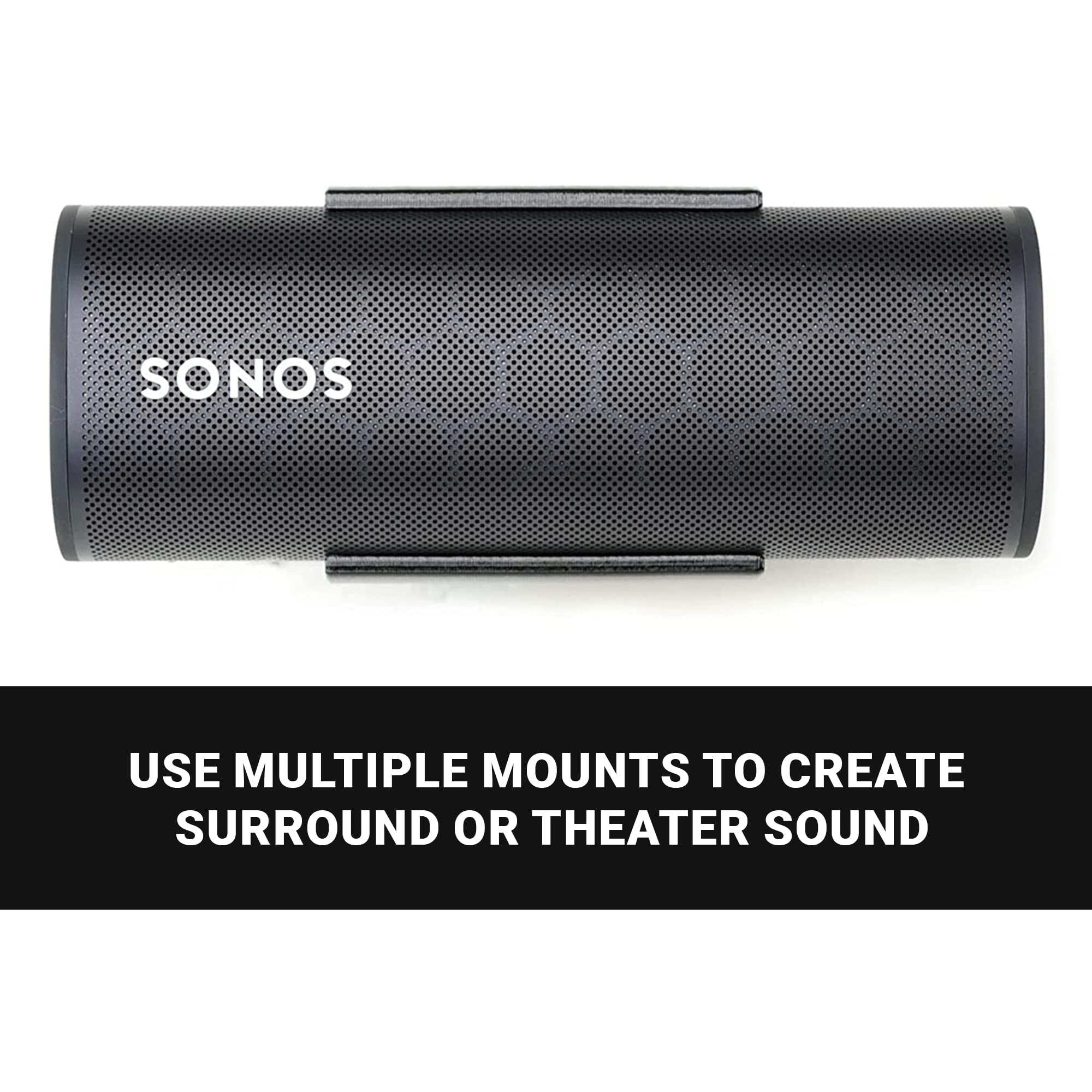 Spartan Mounts Black Sonos Roam Wall Mount - for SONOS ROAM Bluetooth Speaker, Low Profile, Home, Office, Garage, Dorm, Patio, Auto, RV, Boat, Mount Anywhere Design, Black