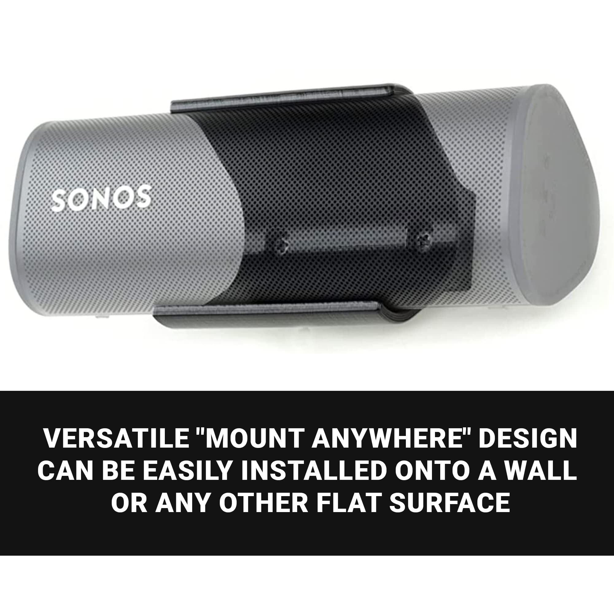 Spartan Mounts Black Sonos Roam Wall Mount - for SONOS ROAM Bluetooth Speaker, Low Profile, Home, Office, Garage, Dorm, Patio, Auto, RV, Boat, Mount Anywhere Design, Black