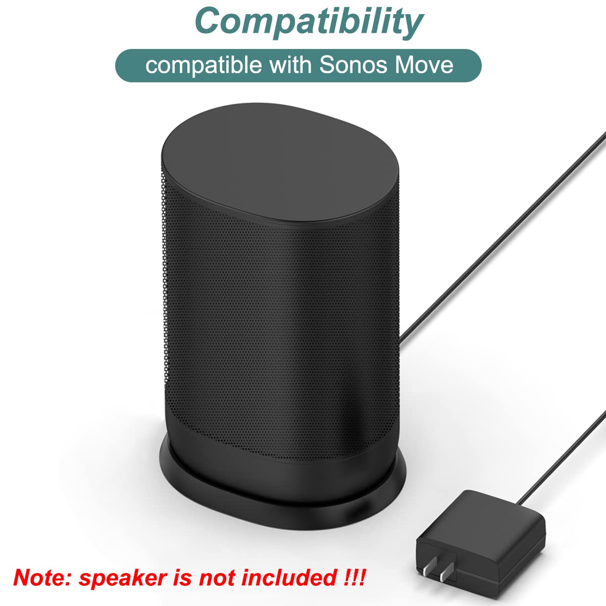 Kissmart Charger Base for Sonos Move, Replacement Charging Dock Station Adapter for Sonos Move Smart Speaker