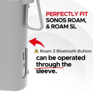 Heavy Duty Protective Silicone Carrying Case for Sonos Roam & Roam SL | White | Protect Your Wireless Bluetooth Speaker using This Cover/Sleeve