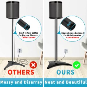 Speaker Stand for Sonos One, One SL & Play 1 Speaker with Speaker Covers and Speaker Stickers, Heavy Duty Floor Speaker Stands for Sonos Speaker Stands with Cable Management, 2 Pack (Black)