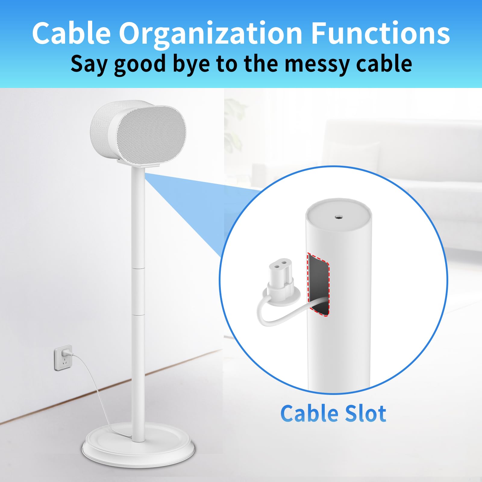 Heavy-Duty Speaker Stand for Sonos Era 300 Stand with Cable Management Floor Speaker Stands for Sonos Era 300 Speaker Stand for Easy and Secure Mounting, White