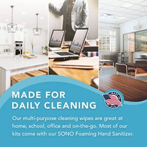 SONO Disinfecting Wipes - Medical-Grade, Alcohol-Free, No Bleach - Multi-Surface Cleaning Wipes for Home, School, Office - 160 CT (Canister of 2) + 1 Pack of Hand Sanitizing Wipes