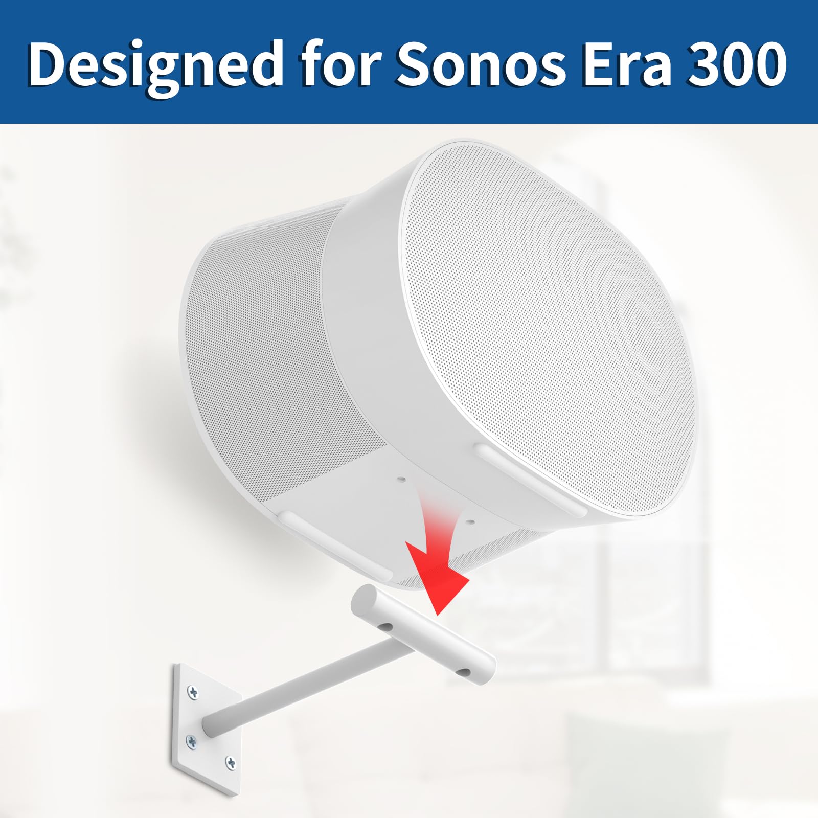 Speaker Mount Bracket for Sonos Era 300 Wall Mount Shelf with Kits Easy to Install - Metal Speaker Mount Mounting Bracket Compatible with Sonos Era 300 Mount for Saving Space, White