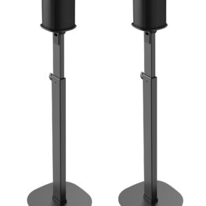 ynVISION.DESIGN E-Z Height Adjustable Floor Stands Compatible with Sonos One, One SL, or Play:1 | 2 PACK | Pair | Adjusts 29.1" - 46.5" Built in Cable Management