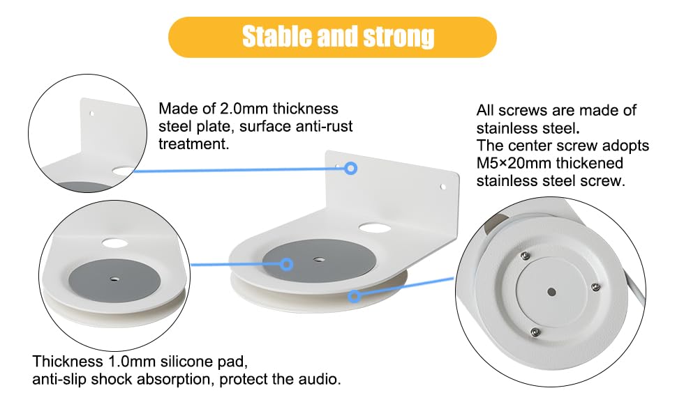 shinar Metal Wall Mount Compatible with Sonos Era 100, Bracket Accessory Stand Compatible with Sonos Era 100 Integrated Cable Management Max. 12 kg white (2-Pack, White)