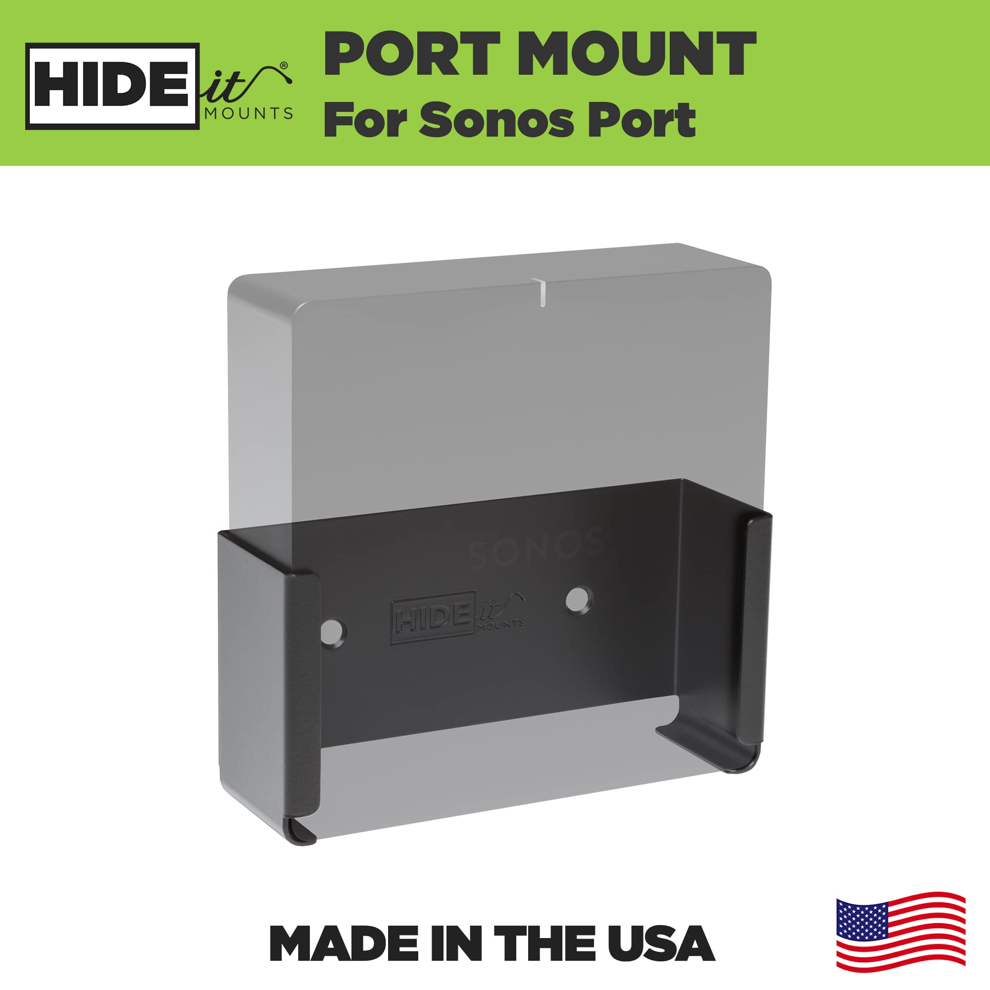 HIDEit Mounts Port Wall Mount for Sonos Port - Made in USA Black Steel Mount for Sonos Port Music Streamer