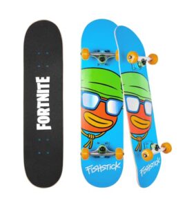 fortnite 31" skateboard - cruiser skateboard with printed graphic grip tape, abec-5 bearings, durable deck & smooth wheels