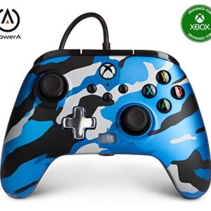 PowerA Enhanced Wired Controller for Xbox Series X|S - Metallic Blue Camo, gamepad, wired video game controller, gaming controller, Officially Licensed for Xbox