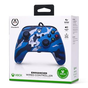 PowerA Enhanced Wired Controller for Xbox Series X|S - Metallic Blue Camo, gamepad, wired video game controller, gaming controller, Officially Licensed for Xbox