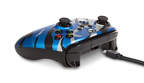 PowerA Enhanced Wired Controller for Xbox Series X|S - Metallic Blue Camo, gamepad, wired video game controller, gaming controller, Officially Licensed for Xbox