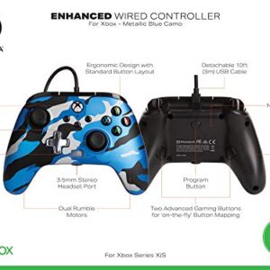 PowerA Enhanced Wired Controller for Xbox Series X|S - Metallic Blue Camo, gamepad, wired video game controller, gaming controller, Officially Licensed for Xbox