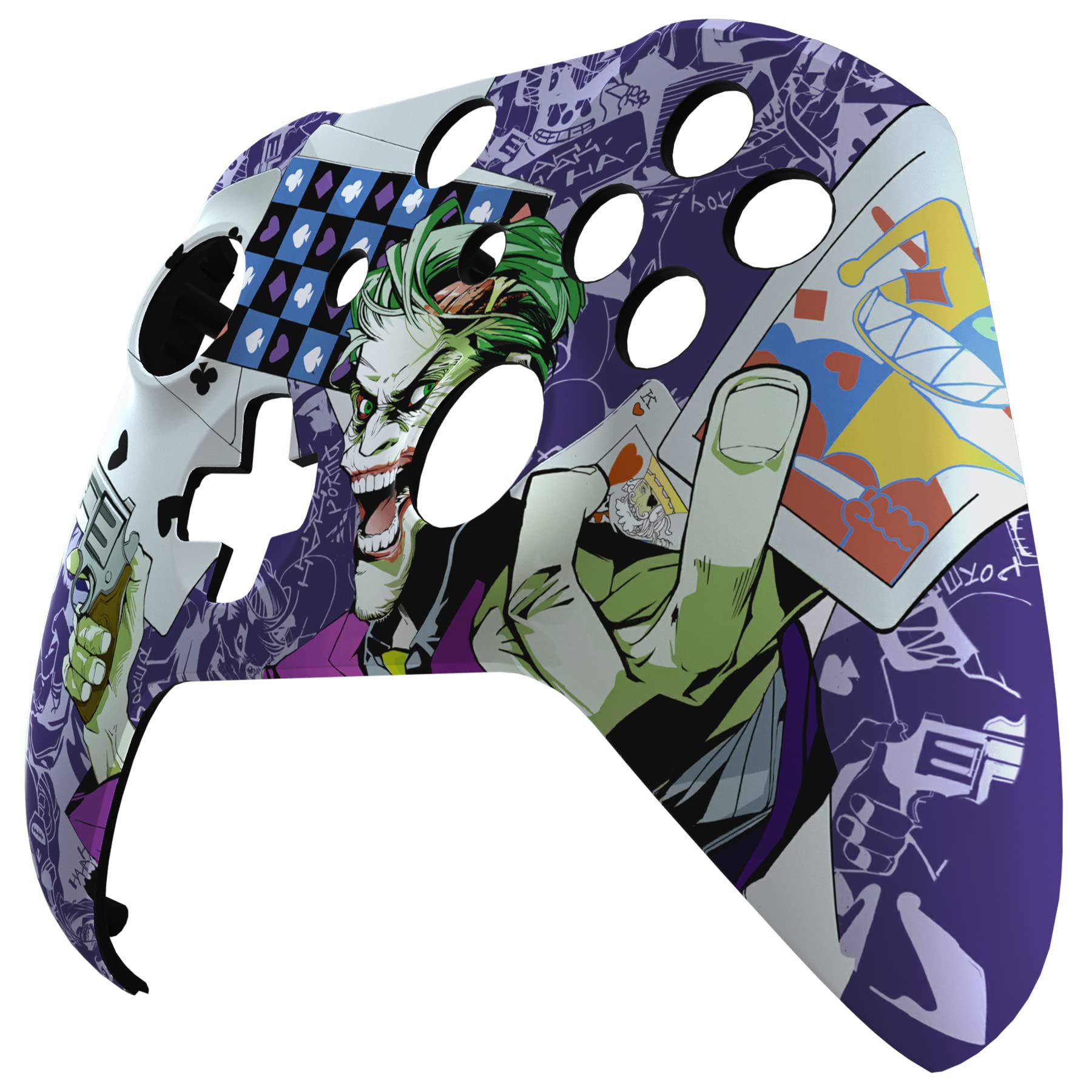 eXtremeRate Clown Cards Patterned Front Housing Shell Case for Xbox One S/X Controller, Soft Touch Faceplate Cover Replacement Kit for Xbox One S/X Controller (Model 1708) - Controller NOT Included