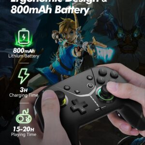 Wireless Switch Pro Controller for Nintendo Switch/Lite/OLED, Bluetooth Gaming Controller for iPhone/Android/Phone/PC/Steam/Mac/iOS/iPad/TV with Programmable/Vibration/Motion Control/Turbo/Wakeup/RGB