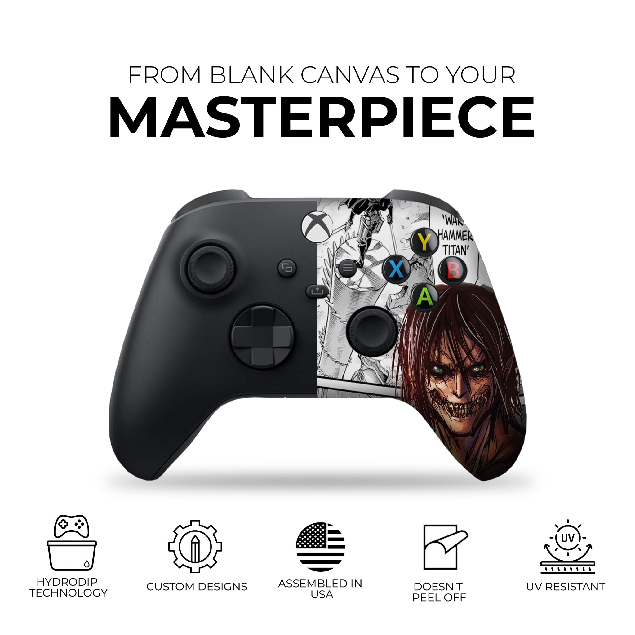 DreamController Attackk On Titan Custom X-box Controller Wireless compatible with X-box One/X-box Series X/S Proudly Customized in USA with Permanent HYDRO-DIP Printing (NOT JUST A SKIN)