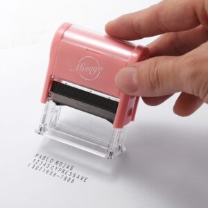 Miseyo DIY Self Inking Stamp Up to 3 Lines, Customized Text Clothing Label, Paper and Fabric Marker