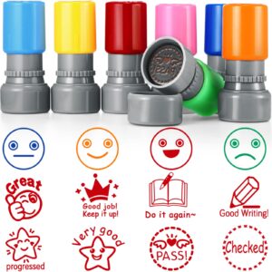 12 Pack Sorted Teacher Stamp Self-Inking Rubber Stamps Picture Stamps for Teachers Motivation Stamps Teacher Review Photosensitive Stamps Behavior Stamps for Kids Students School Classroom Homework