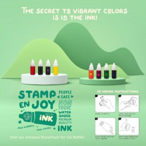 Stamp Enjoy - 6 Self-Ink Flash Stamp Set, Multicolor Teacher Stamps, Office Stationery Stamps, Pre-Inked, Refillable Stamps (Celebration Set)