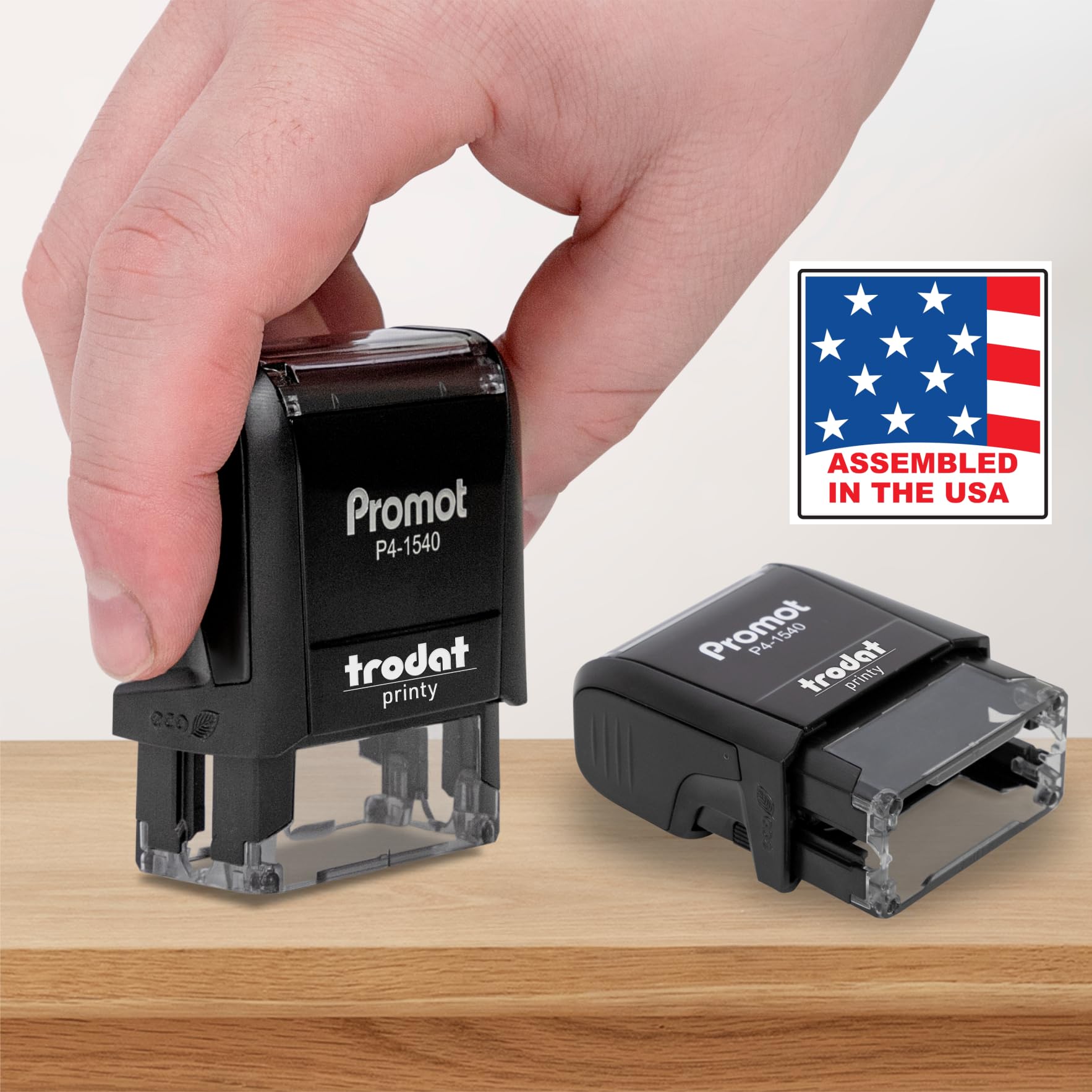 Promot Received Self Inking Rubber Stamp - Refillable Received Stamper - Business, Bookkeeping, Ordering, Accounting, Work, Office Stamps - Red Ink