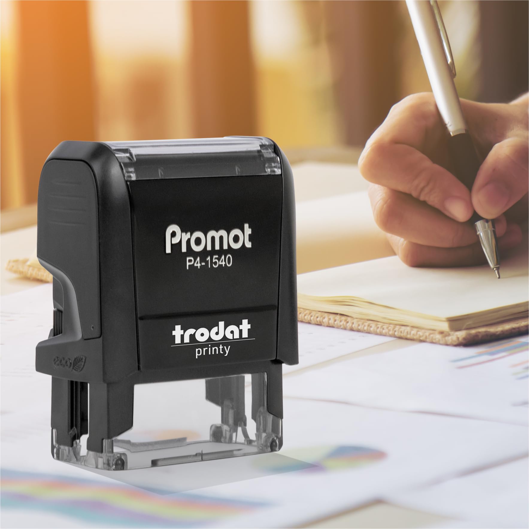 Promot Received Self Inking Rubber Stamp - Refillable Received Stamper - Business, Bookkeeping, Ordering, Accounting, Work, Office Stamps - Red Ink