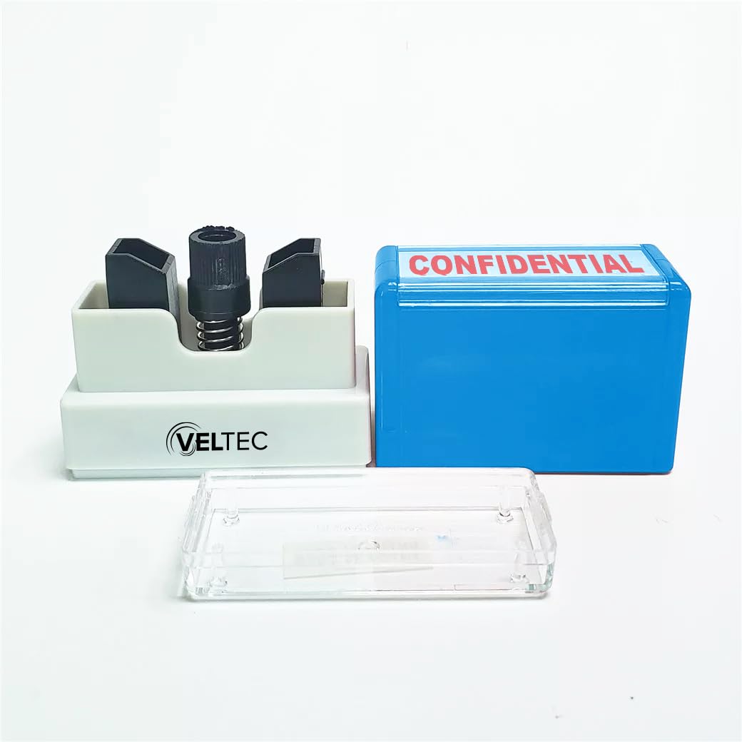 Veltec Premium Pre-Inked Message Stamp, Red Ink (Confidential)