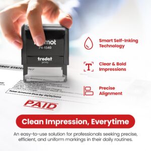 Promot Paid Stamp Self Inking Stamp - Paid Stamp for Office, Accounts Payable Stamp - Rubber Stamps for Retail Use, Red Ink Stamp, Self Inking Stamp for Business Supplies, Paid Stamper