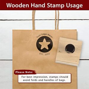 Personalized Rubber Hand Stamp, Wood Handle with Custom Logo | Multiple Size Options Available | Upload Your Own Logo (3"x4")