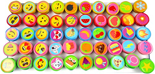 Tiny Mills 50 Pcs Emoji Assorted Stamps for Kids Self-Ink Stamps (50 Different Designs) for Emoji Birthday Party Favors,Goodie Bag Pinata Fillers, Game Prizes, Classroom Rewards, Teacher Stamps