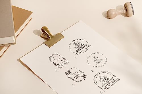 Stamp by Me | from The Library of | Custom Book Embosser Stamp | Floral Book Stamp | Personalized Teacher Stamp | Custom Library Stamp | Custom rubber stamp (Rubber Stamp)