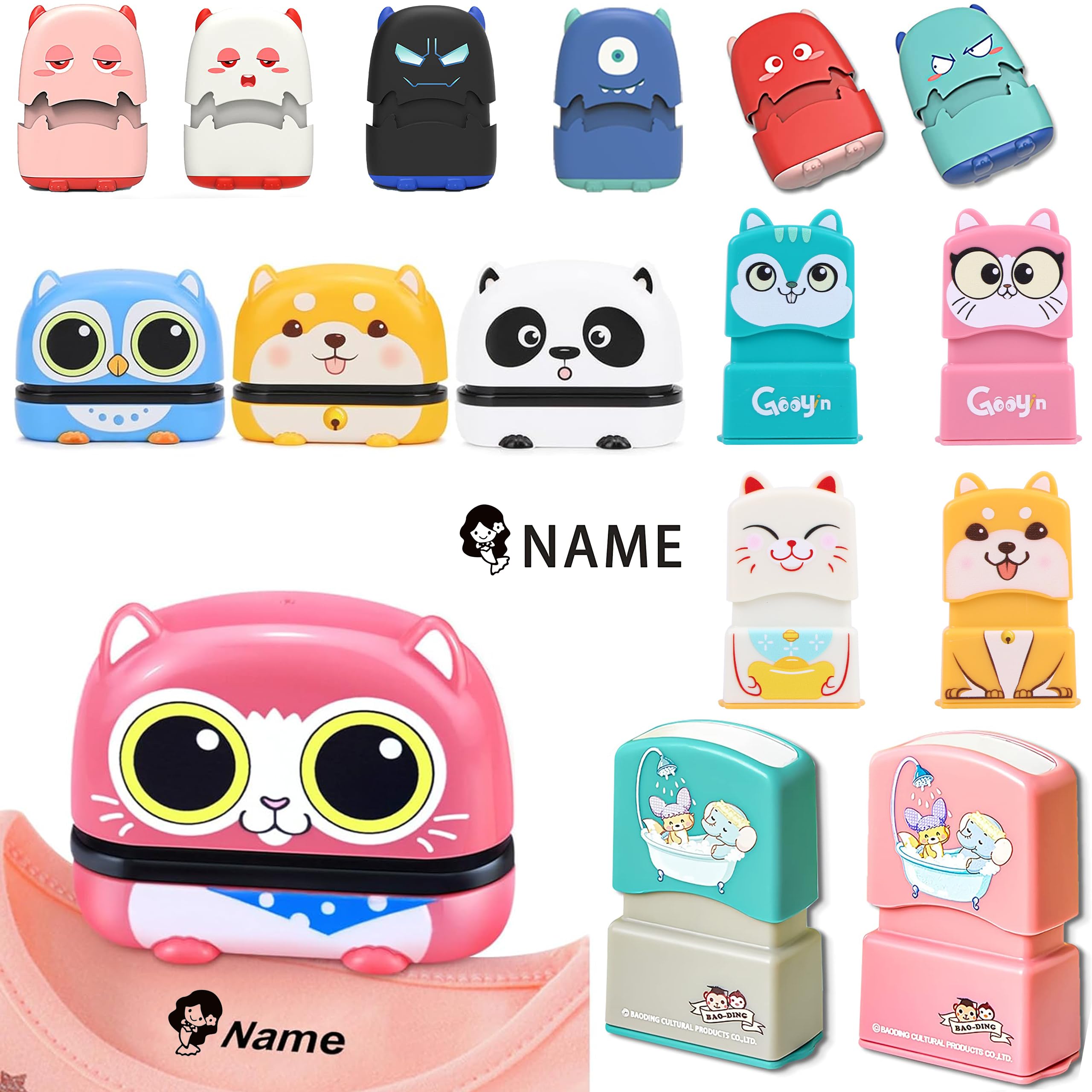 Name Stamp for Clothing Kids, kiddo Stamp - Customized Name Stamp, School Waterproof Labels for Boy and Girl, 16 Personalized Styles & 36 Cartoon Pattern