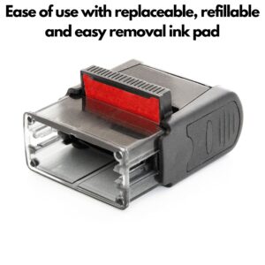 Self Inking Rubber Stamp, Refillable Red Ink Preinstalled - 1.4" x 0.51" X (35 x 8mm) (Entered)