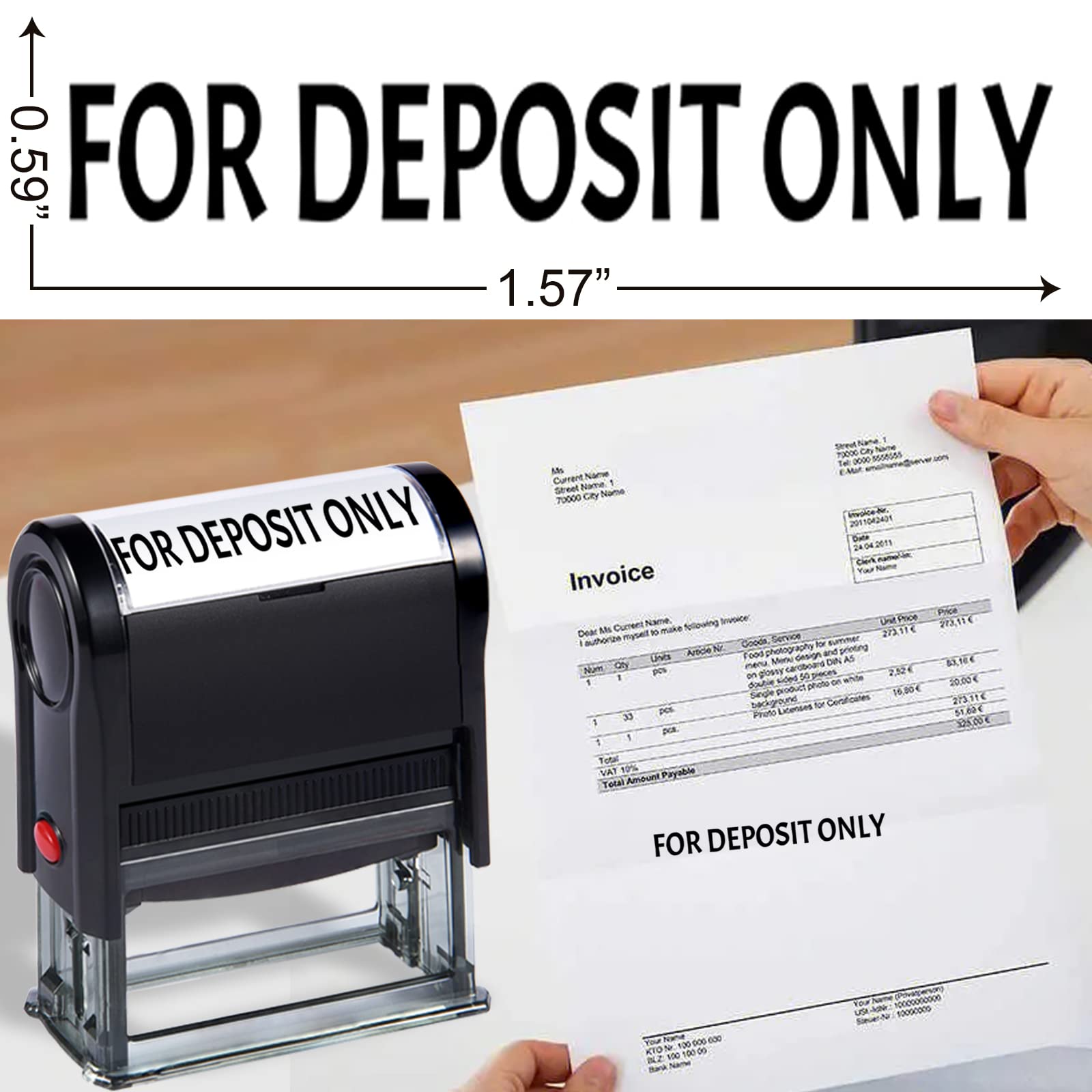 Bertiveny for Deposit Only Self Inking Stamps for Business Supplies Office Bank Stamps for Deposit Only Custom Rubber Business Stamps for Deposit Only Stamps for Checks,Black(for DEPOSIT ONLY STAMP)