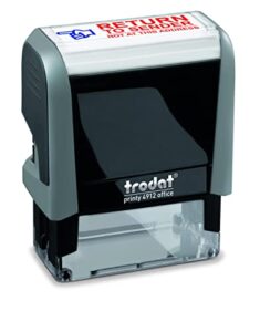 trodat stamp 4912 office printy with english text return to sender – self inking, red and blue ink, impression size 3/4" x 1-7/8"