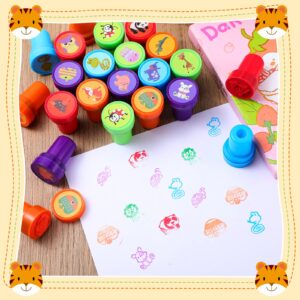 Crtiin 48 Pieces Animal Stamps for Kids Wild Animal Stampers Multicolor Jungle Safari Animals Stamps for Kids Birthday Gift, Farm Party Favors, Teacher Stamps