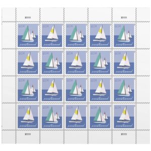 sailboats postcard stamps (1 sheet (20 stamps))