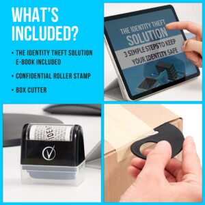 Wide Confidential Roller Stamp - Identity Protection Roller Stamps with Box Cutter and E-Book, Identity Theft Stamp, Confidential Stamp Roller for Privacy Protection Security Stamp Roller Kit - Black