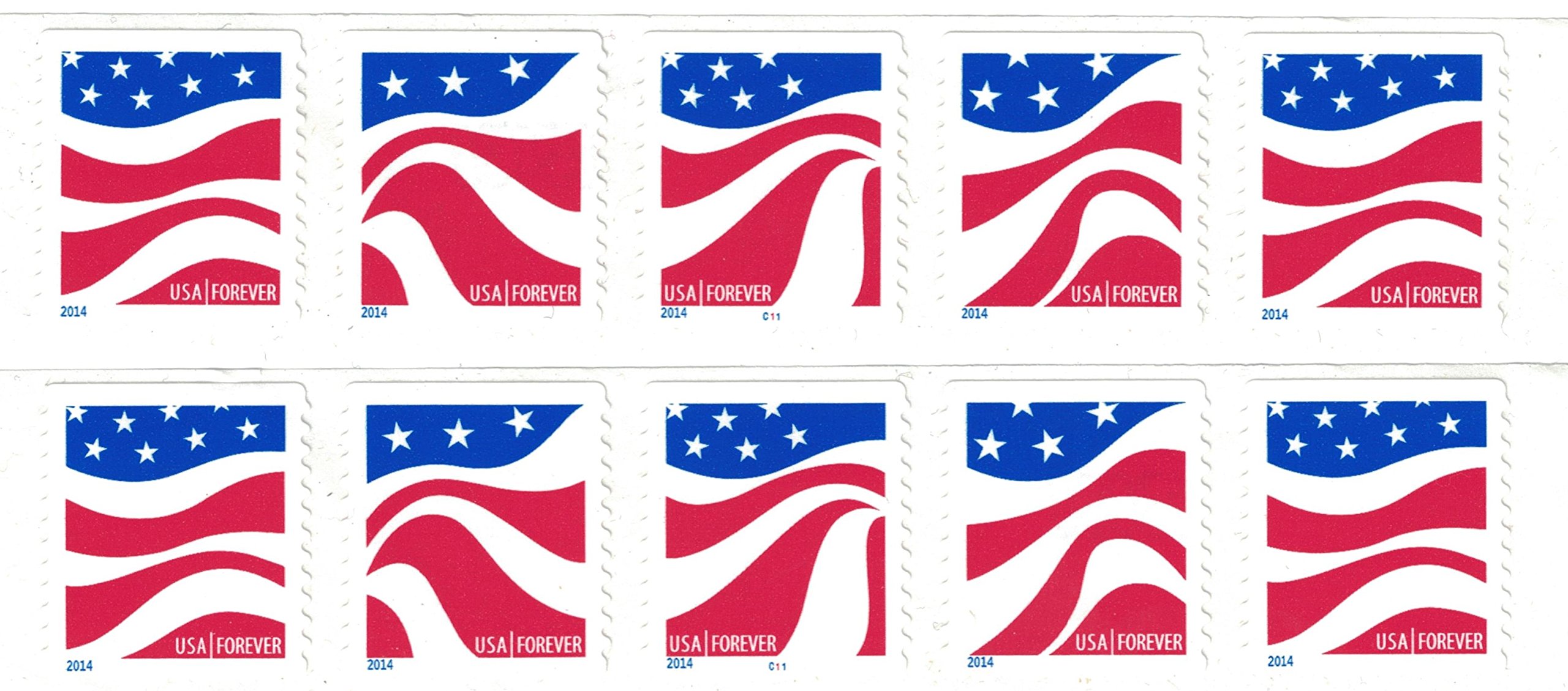 USPS Red White and Blue Forever Stamps - 100 Stamps