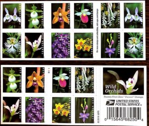 wild orchids flowers book of 20 current first class postage stamps scott 5444