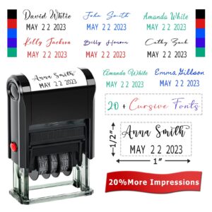 Toplusesse Signature Stamp with Date Personalized Self Inking Date Stamp Custom Paid Phrase & Date Stamp for Business 12-Year Band Choose from 30 Fonts and 6 Colors