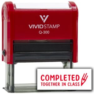 vivid stamp completed together in class stamps for grading self-inking rubber stamps (red ink) - q-300