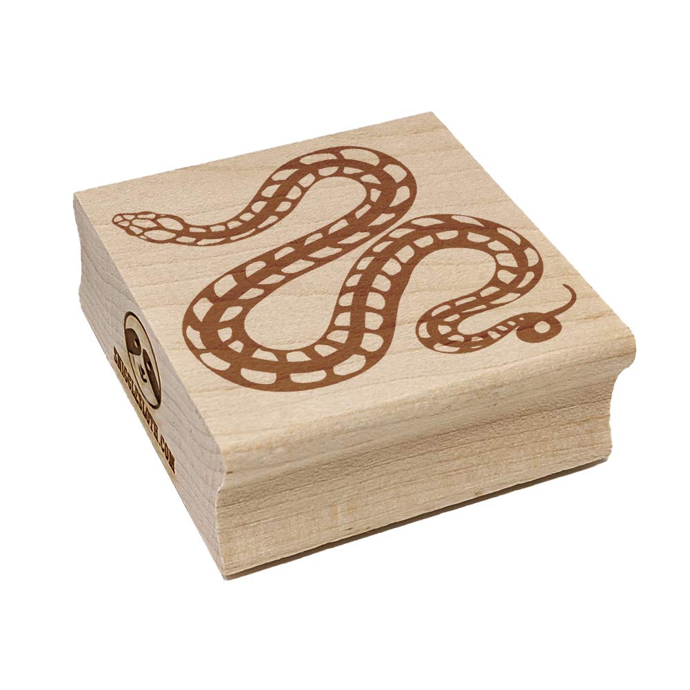 Winding Striped Snake Square Rubber Stamp for Stamping Crafting - 1.75in Medium