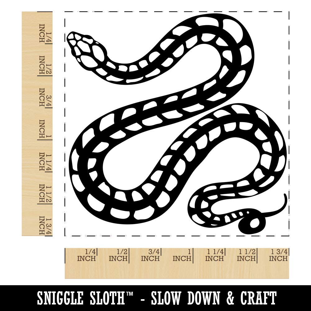 Winding Striped Snake Square Rubber Stamp for Stamping Crafting - 1.75in Medium