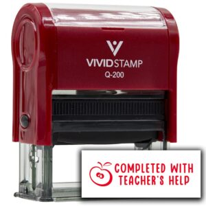 vivid stamp completed with teacher's help stamps for grading self-inking rubber stamps (red ink) - q-200