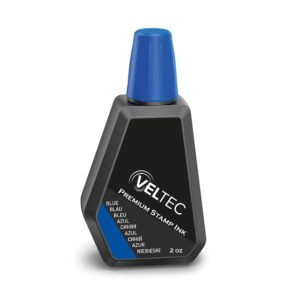 veltec premium refill ink for use with self inking stamps, daters and rubber stamp pads, 2 oz (blue)