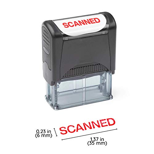 Self Inking Rubber Stamp, Refillable Red Ink Preinstalled - (9/16" x 1-1/2") (Scanned)