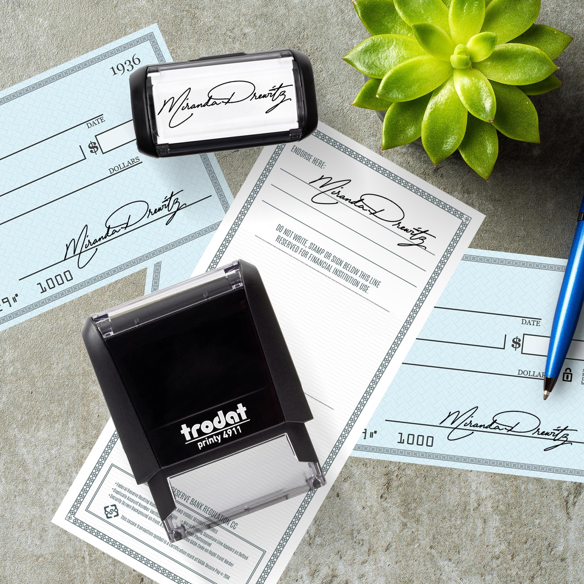 Custom Signature Stamp - Self Inking - Your Choice of 7 Ink Colors! (Medium)